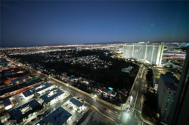 aerial view at twilight with a view of city lights