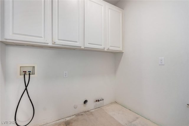 clothes washing area with gas dryer hookup, hookup for a washing machine, and cabinet space