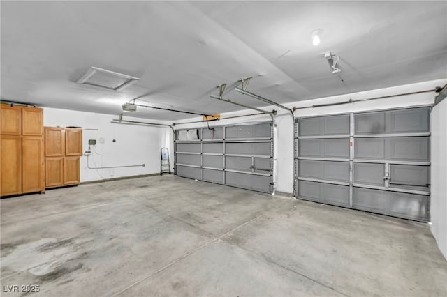 garage with a garage door opener