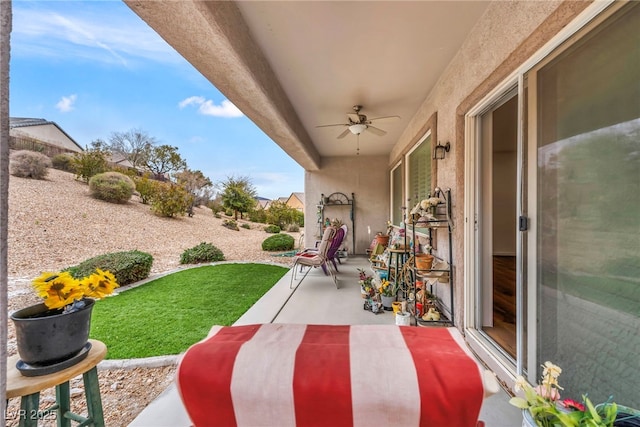 view of patio / terrace with a ceiling fan