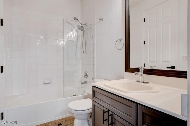 full bath featuring toilet, shower / bathing tub combination, and vanity