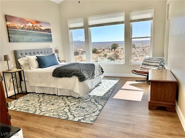 bedroom featuring baseboards and wood finished floors