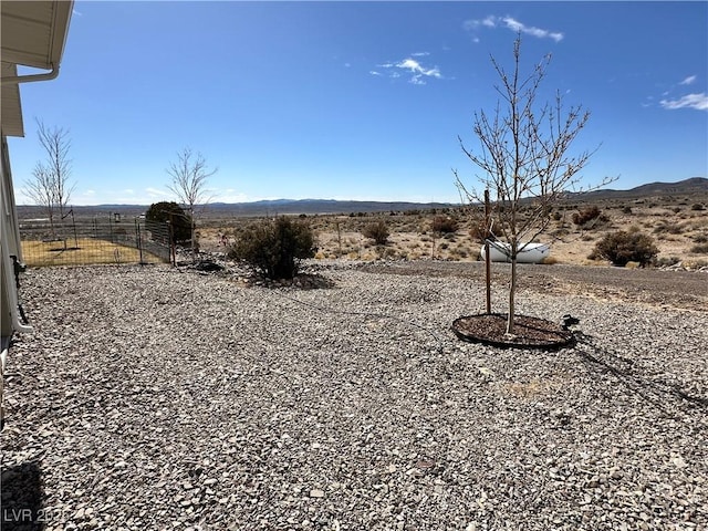 view of yard featuring a rural view and a mountain view