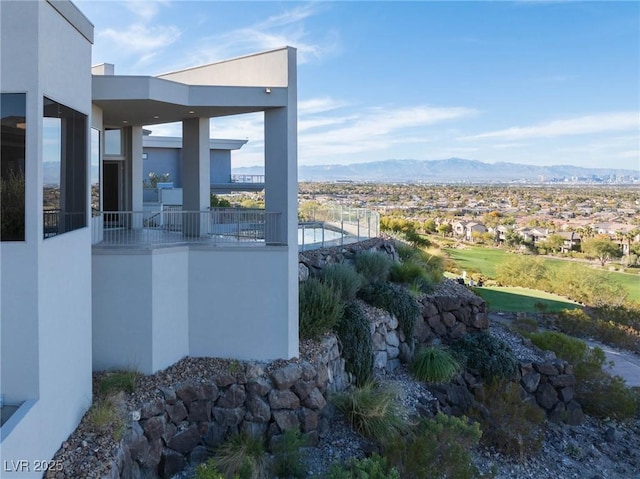 exterior space featuring a mountain view