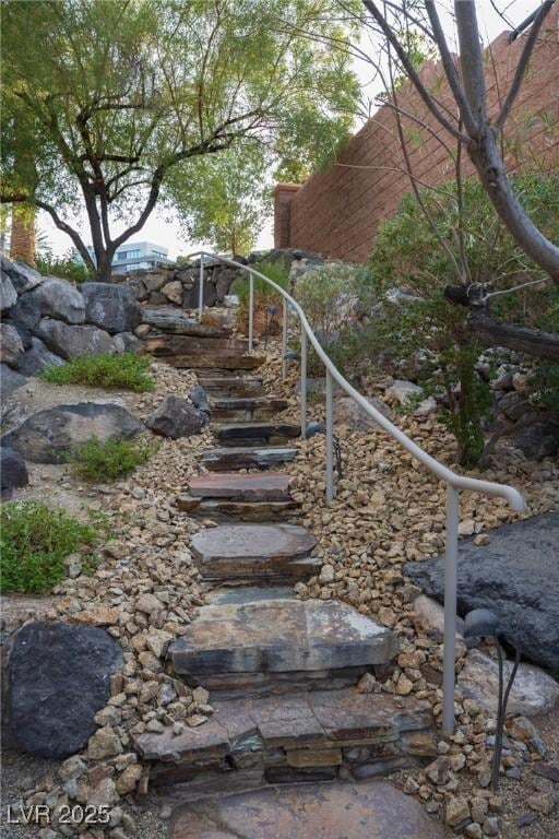 view of yard with stairway