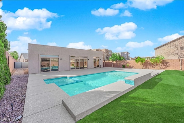 view of pool with a patio, a fenced backyard, and a fenced in pool