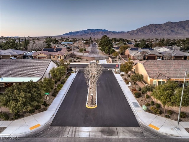 aerial view with a residential view and a mountain view