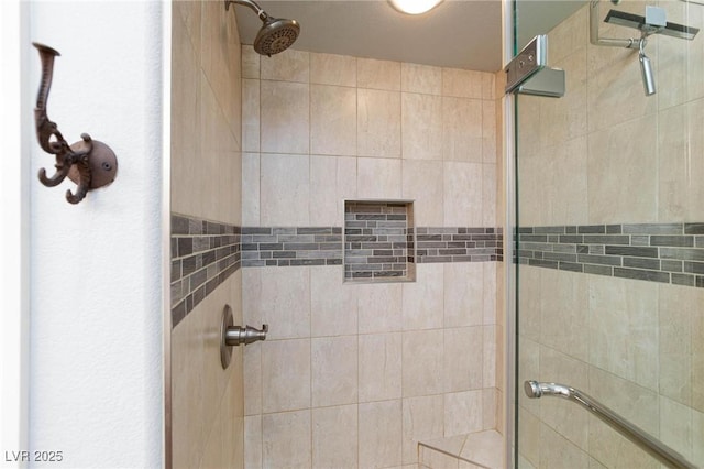 bathroom with a stall shower