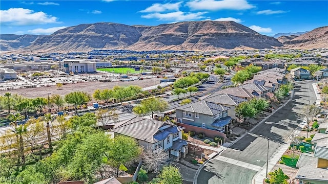 aerial view with a residential view and a mountain view