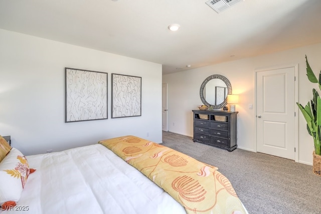 bedroom featuring carpet and visible vents