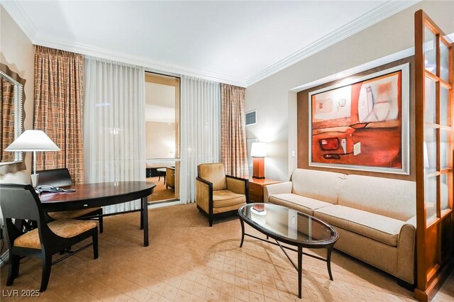 145 E Harmon Ave Unit 2503, Las Vegas, NV 89109 - sitting room with visible vents, ornamental molding, and tile patterned floors