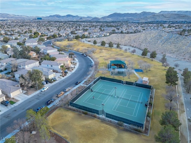 drone / aerial view with a mountain view