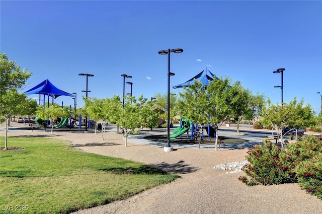 communal playground with a yard