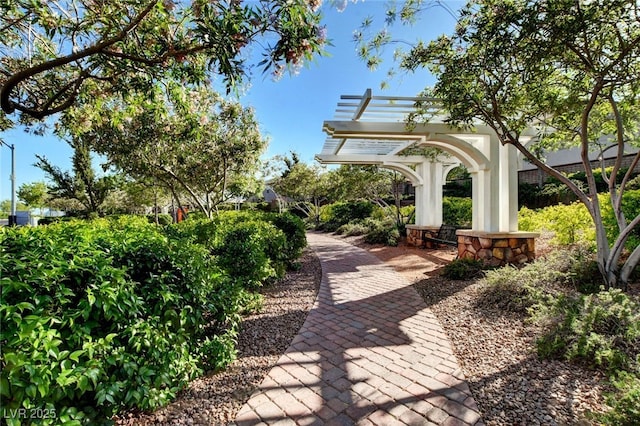 view of community featuring a pergola