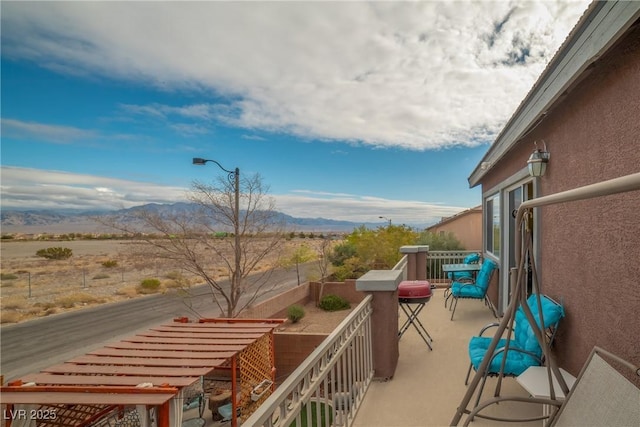 balcony with a mountain view