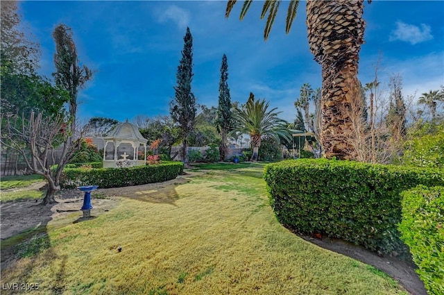 view of yard with a gazebo