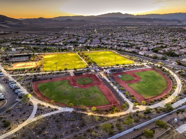 aerial view with a mountain view