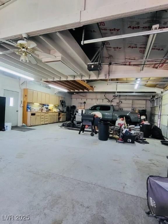 garage with a garage door opener