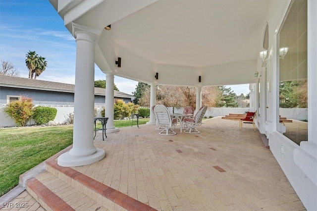 view of patio featuring outdoor dining space