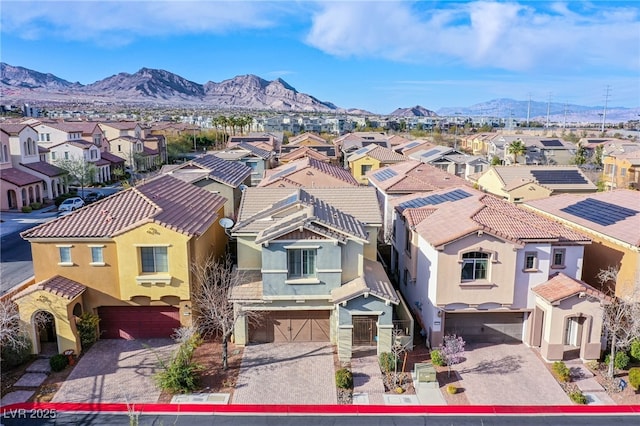 aerial view with a residential view and a mountain view