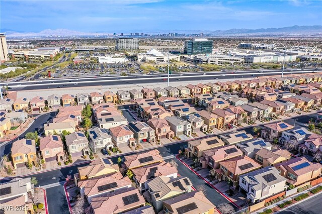 aerial view with a residential view and a mountain view