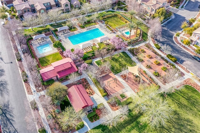 bird's eye view with a residential view