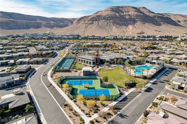 aerial view with a mountain view