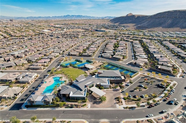 aerial view with a mountain view