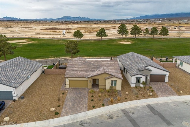 aerial view featuring a mountain view