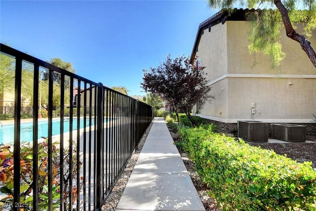 view of community featuring fence and a pool