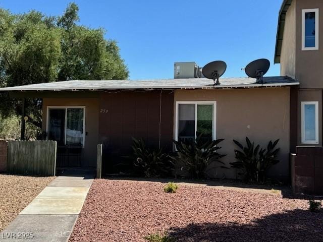 exterior space with fence and stucco siding