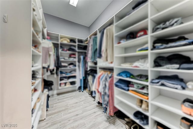 spacious closet with wood finish floors