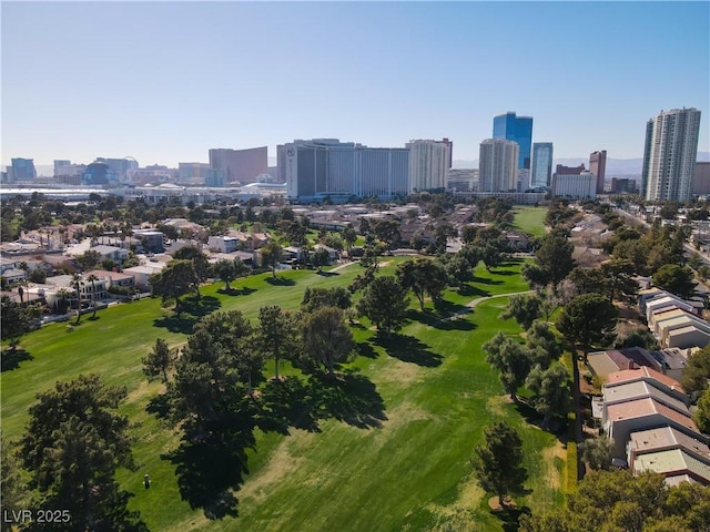 drone / aerial view featuring a city view