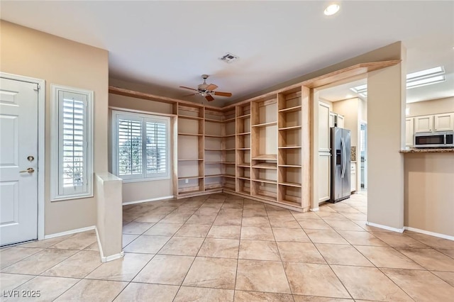 2715 Riceville Dr, Henderson, NV 89052 - entrance foyer featuring ceiling fan, light tile patterned flooring, baseboards, and recessed lighting