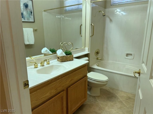 2715 Riceville Dr, Henderson, NV 89052 - bathroom with toilet, vanity, shower / bathtub combination, and tile patterned floors