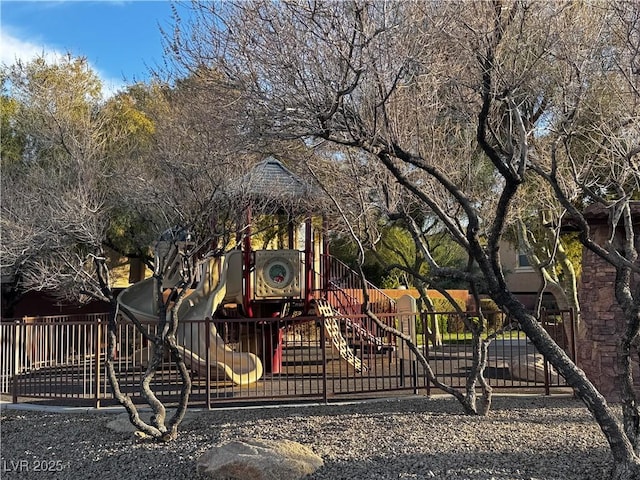 community play area featuring fence