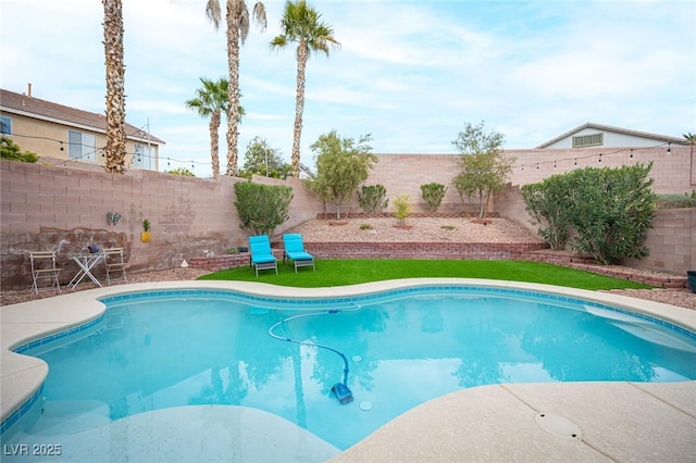 view of pool with a fenced backyard and a fenced in pool