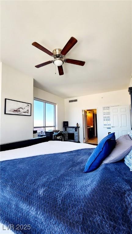 unfurnished bedroom with a ceiling fan