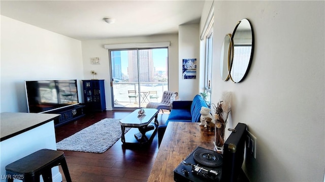 living area featuring wood finished floors