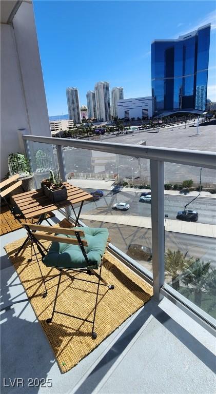 balcony with a view of city