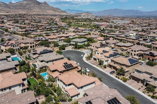 aerial view with a residential view and a mountain view