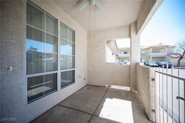 balcony with ceiling fan