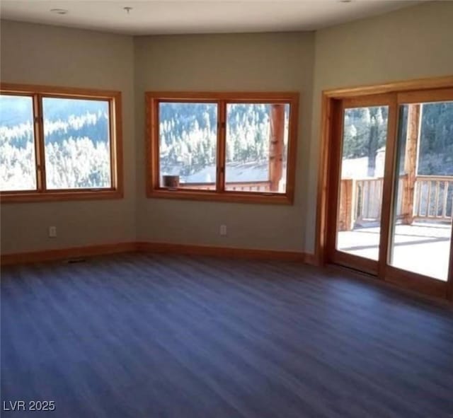 empty room with baseboards and wood finished floors