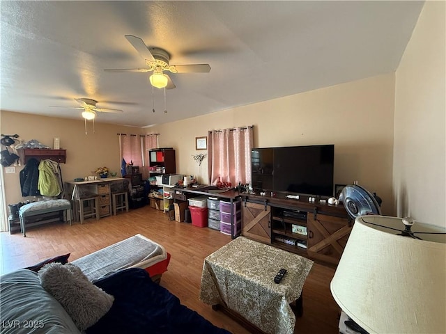 living room with wood finished floors