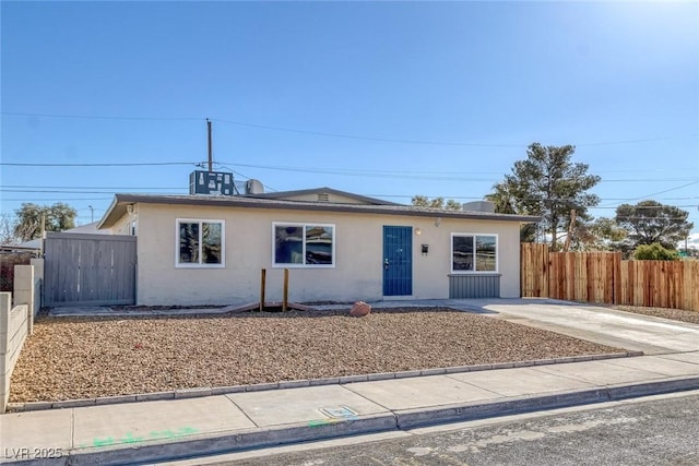 single story home featuring fence and stucco siding