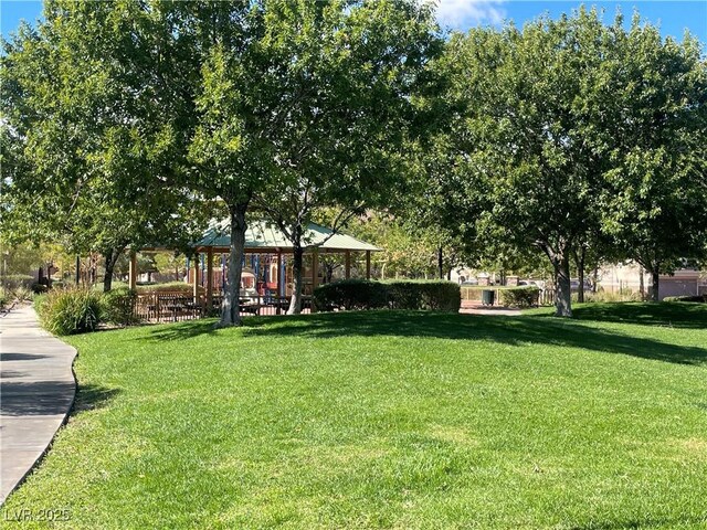 view of yard with a gazebo