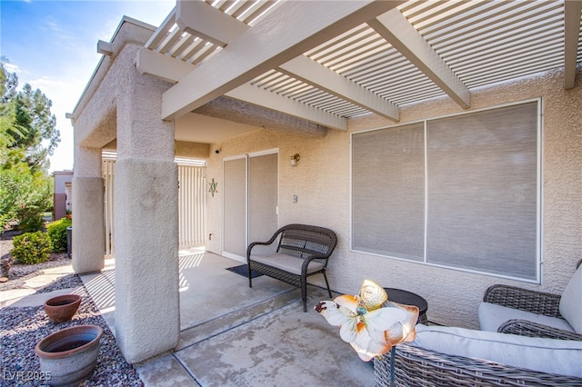 view of patio / terrace featuring a pergola