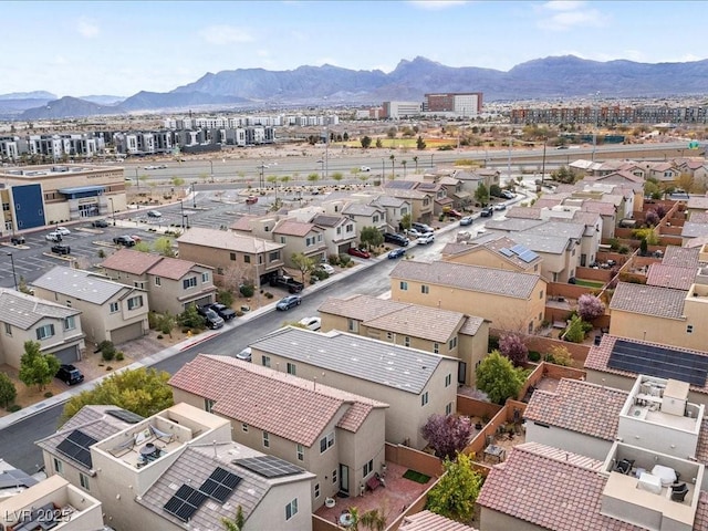 birds eye view of property featuring a residential view and a mountain view