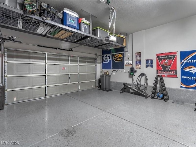 garage with a garage door opener