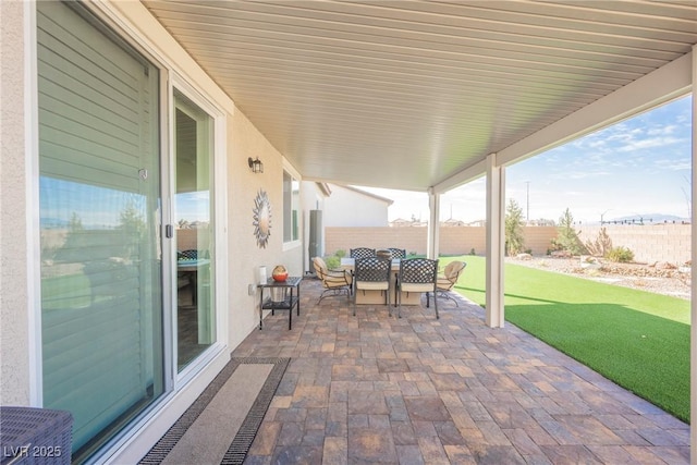 view of patio featuring a fenced backyard